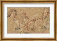 Framed Two Studies of Flutist and Head of a Boy