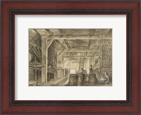 Framed Interior of a Barn with a Family of Coopers