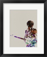 Framed Hendrix with Guitar Watercolor