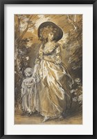 Framed Lady Walking in a Garden with a Child