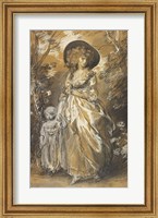 Framed Lady Walking in a Garden with a Child