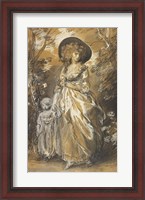 Framed Lady Walking in a Garden with a Child