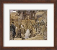 Framed Duke of Alba Receiving the Pope's Blessing in the Cathedral of St.Gudule