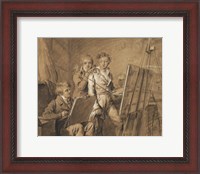 Framed Three Young Artists in a Studio
