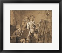 Framed Three Young Artists in a Studio