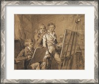 Framed Three Young Artists in a Studio