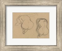 Framed Two Studies of a Seated Nude with Long Hair