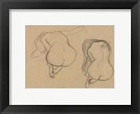 Framed Two Studies of a Seated Nude with Long Hair