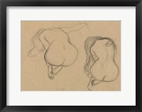 Framed Two Studies of a Seated Nude with Long Hair