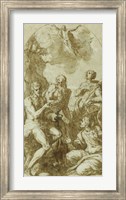 Framed Christ the Savior above Saints John the Baptist, Jerome, Catherine, and Thomas