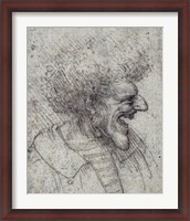 Framed Caricature of a Man with Bushy Hair