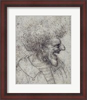 Framed Caricature of a Man with Bushy Hair