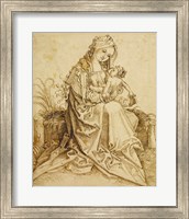 Framed Virgin and Child on a Grassy Bench