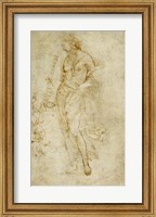 Framed Female Figure with a Tibia, and Ornamental Studies