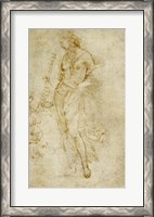 Framed Female Figure with a Tibia, and Ornamental Studies