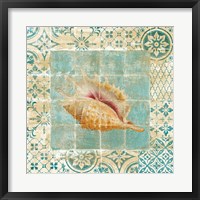 Framed Shell Tiles II Blue