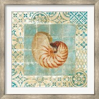 Framed Shell Tiles III Blue