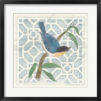 Framed Monument Etching Tile I Blue Bird