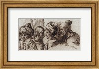 Framed Bust of a Boy in a Turban, a Winged Angel, and Three Old Men