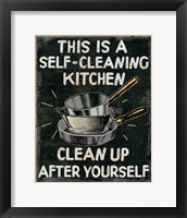 Framed 'Self Cleaning Kitchen' border=