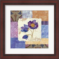 Framed 'Tiled Poppies I - Purple' border=