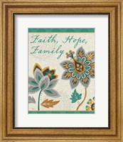 Framed Decorative Nature V Turquoise and Cream