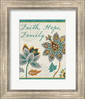 Framed Decorative Nature V Turquoise and Cream