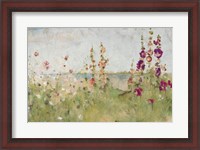 Framed Hollyhocks by the Sea