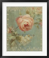 Rose on Sage Framed Print