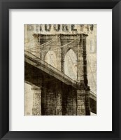 Framed 'Vintage NY Brooklyn Bridge' border=