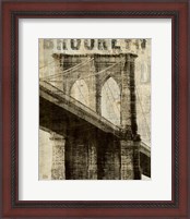 Framed 'Vintage NY Brooklyn Bridge' border=
