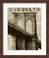 Framed Vintage NY Brooklyn Bridge