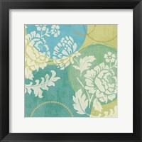 Framed Floral Decal Turquoise II