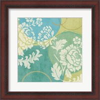 Framed 'Floral Decal Turquoise II' border=