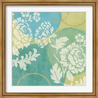 Framed Floral Decal Turquoise II