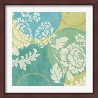 Framed Floral Decal Turquoise II
