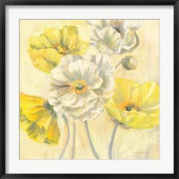 Framed Gold and White Contemporary Poppies I