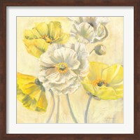 Framed Gold and White Contemporary Poppies I