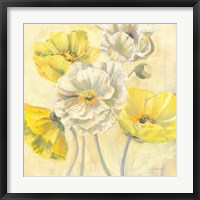 Framed Gold and White Contemporary Poppies I