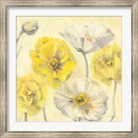 Framed Gold and White Contemporary Poppies II