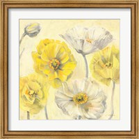 Framed Gold and White Contemporary Poppies II