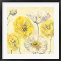 Framed Gold and White Contemporary Poppies II