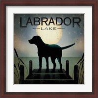 Framed Moonrise Black Dog - Labrador Lake