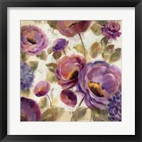 Framed 'Blue and Purple Flower Song II' border=