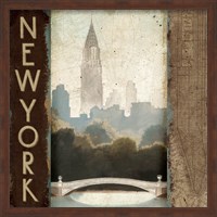 Framed City Skyline New York Vintage Square