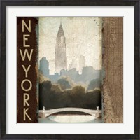 Framed City Skyline New York Vintage Square