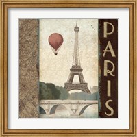 Framed City Skyline Paris Vintage Square