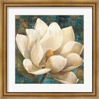 Framed Magnolia Blossom Turquoise