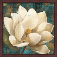 Framed Magnolia Blossom Turquoise