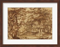 Framed Forest Landscape with a Distant Castle